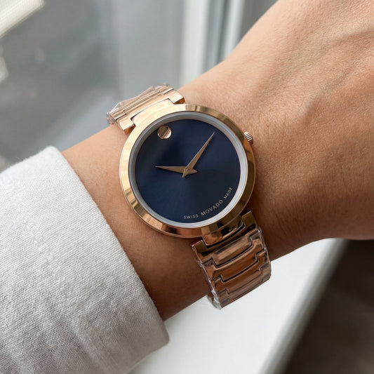 Rose Gold Minimalist Blue Sunray Dial Luxury Bracelet Watch – Women