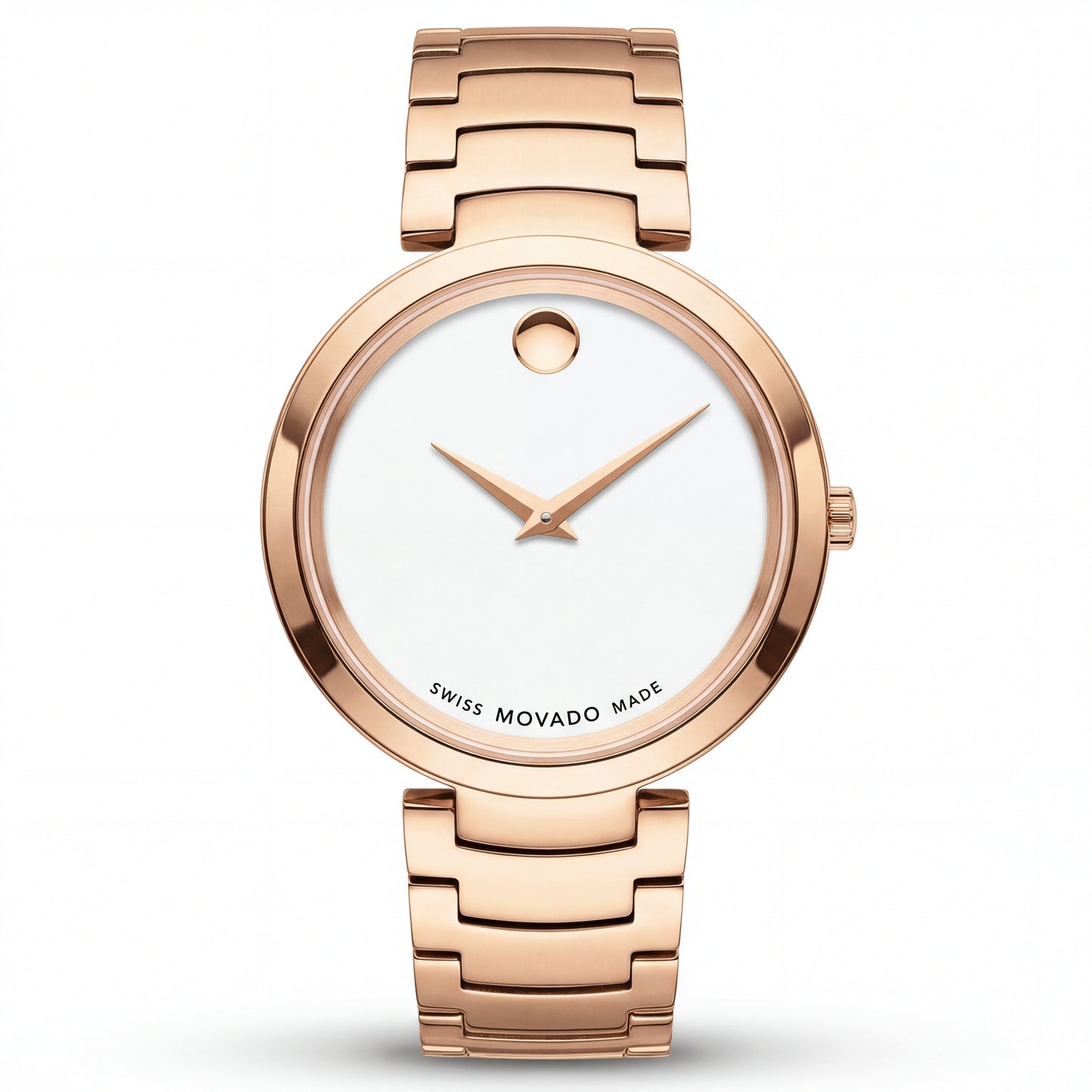 Rose Gold Minimalist White Dial Luxury Bracelet Watch – Women
