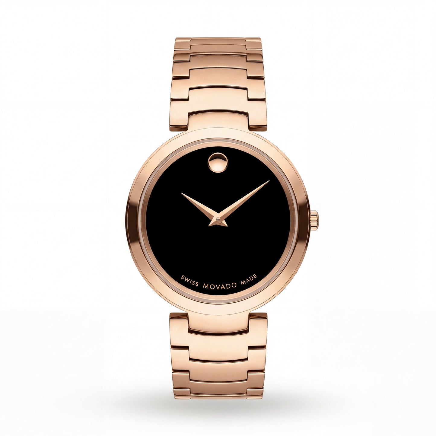 Rose Gold Minimalist Black Dial Luxury Bracelet Watch – Women
