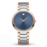Two-Tone Steel & Rose Gold Minimalist Blue Sunray Dial Luxury Bracelet Watch – Women