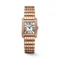 Rose Gold Diamond-Set Rectangular Roman Dial Luxury Bracelet Watch – Women