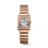 Rose Gold Diamond-Set Rectangular Roman Dial Luxury Bracelet Watch – Women