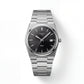 Stainless Steel Integrated Bracelet Black Sunburst Dial Date Watch – Men