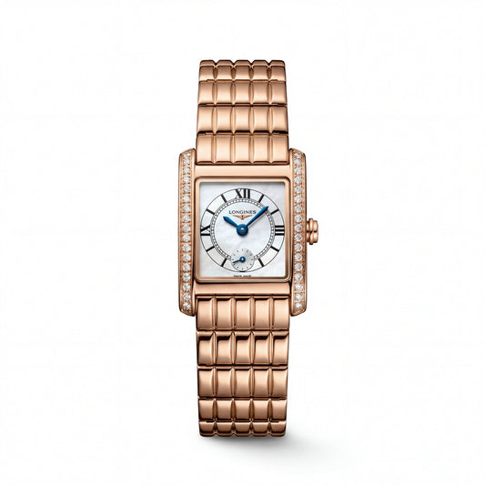 Rose Gold Diamond-Set Rectangular Mother-of-Pearl Roman Dial Luxury Bracelet Watch – Women