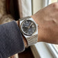 Stainless Steel Integrated Bracelet Black Sunburst Dial Date Watch – Men