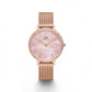 Rose Gold Crystal Bezel Pink Mother-of-Pearl Dial Mesh Strap Watch