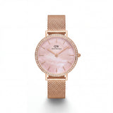 Rose Gold Crystal Bezel Pink Mother-of-Pearl Dial Mesh Strap Watch