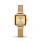 Gold Square Case Champagne Dial Mesh Strap Watch
