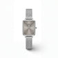 Silver Rectangular Sunray Dial Mesh Strap Minimal Watch