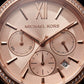 Rose Gold Blush Inlay Crystal Chronograph Bracelet Watch
