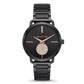 Midnight Black Rose Accent Crystal Subdial Minimal Watch