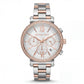 Two-Tone Silver Rose Gold Crystal Chronograph Watch