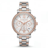 Two-Tone Silver Rose Gold Crystal Chronograph Watch
