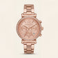 Full Rose Gold Crystal Bezel Chronograph Bracelet Watch