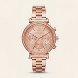 Full Rose Gold Crystal Bezel Chronograph Bracelet Watch