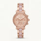 Rose Gold Blush Inlay Crystal Chronograph Bracelet Watch