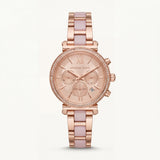 Rose Gold Blush Inlay Crystal Chronograph Bracelet Watch
