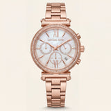 Rose Gold Mother-of-Pearl Crystal Chronograph Watch