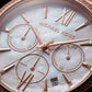 Rose Gold Mother-of-Pearl Crystal Chronograph Watch