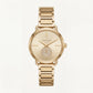Full Gold-Tone Minimal Crystal Subdial Classic Bracelet Watch