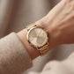 Full Gold-Tone Minimal Crystal Subdial Classic Bracelet Watch
