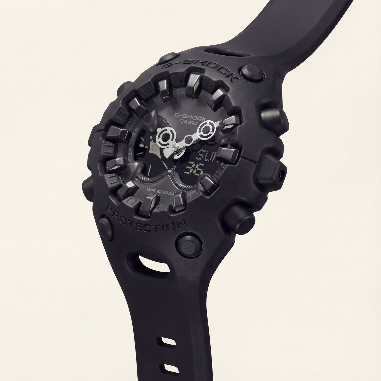 Matte Black Shock-Resistant Hybrid Sports Watch
