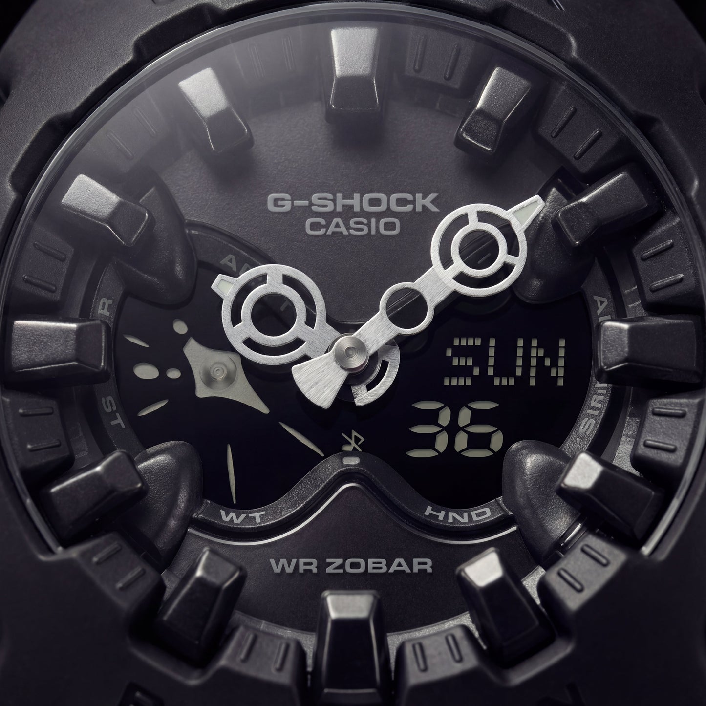 Matte Black Shock-Resistant Hybrid Sports Watch