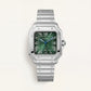 Emerald Green Square Automatic Roman Dial Steel Watch
