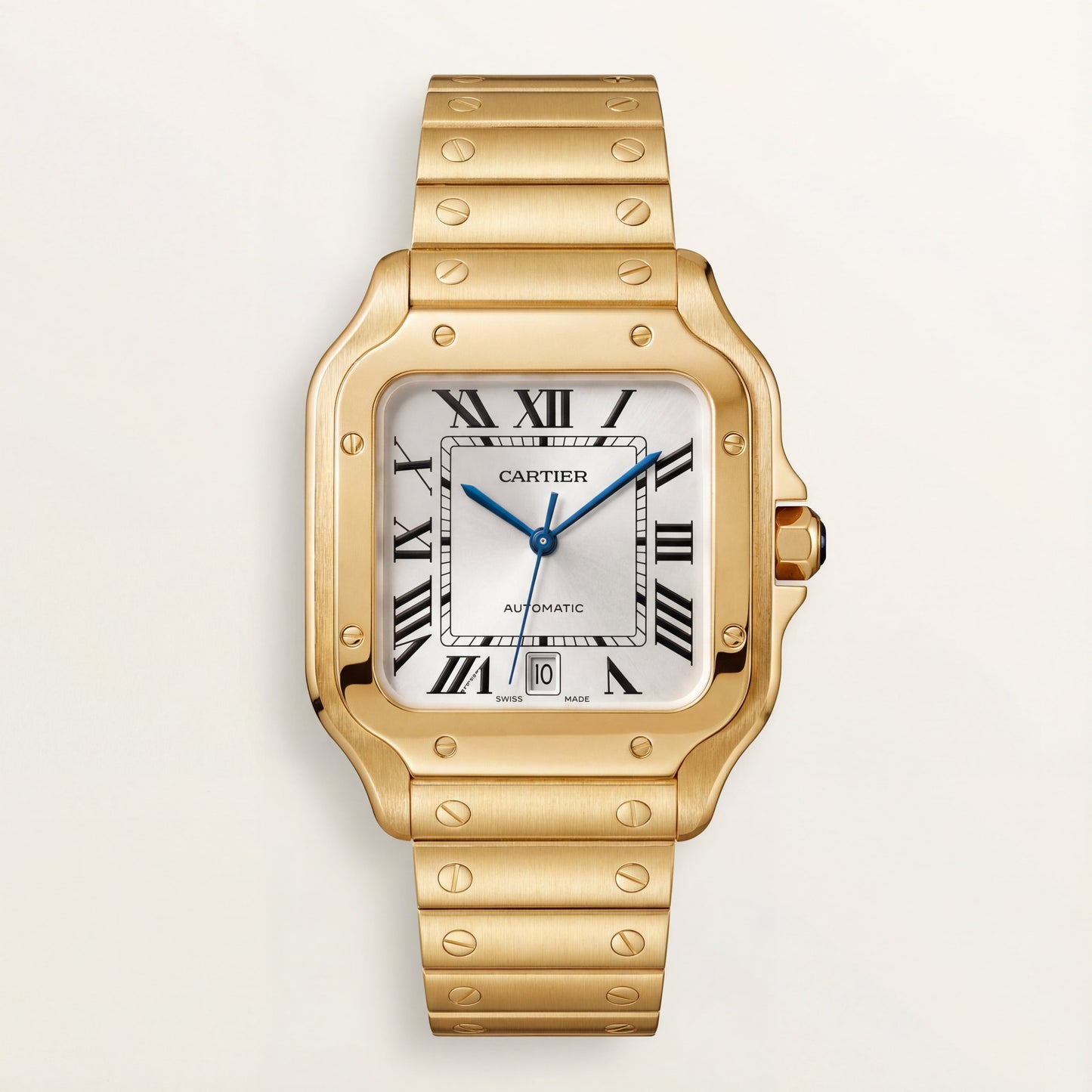 Golden Sunray Square Automatic Roman Dial Steel Watch