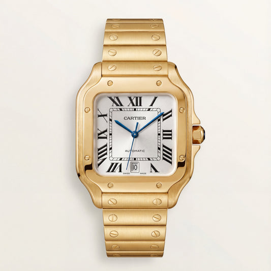Golden Sunray Square Automatic Roman Dial Steel Watch