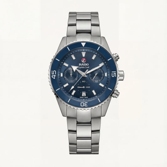 Ocean Blue Diver Chronograph Steel Watch