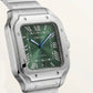 Emerald Green Square Automatic Roman Dial Steel Watch