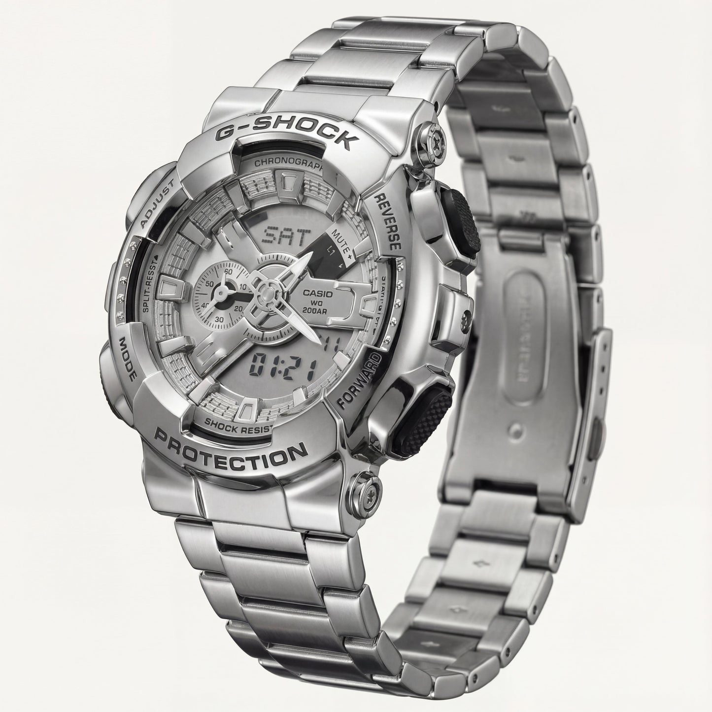 Brushed Steel Heavy-Duty Chronograph Sports Watch