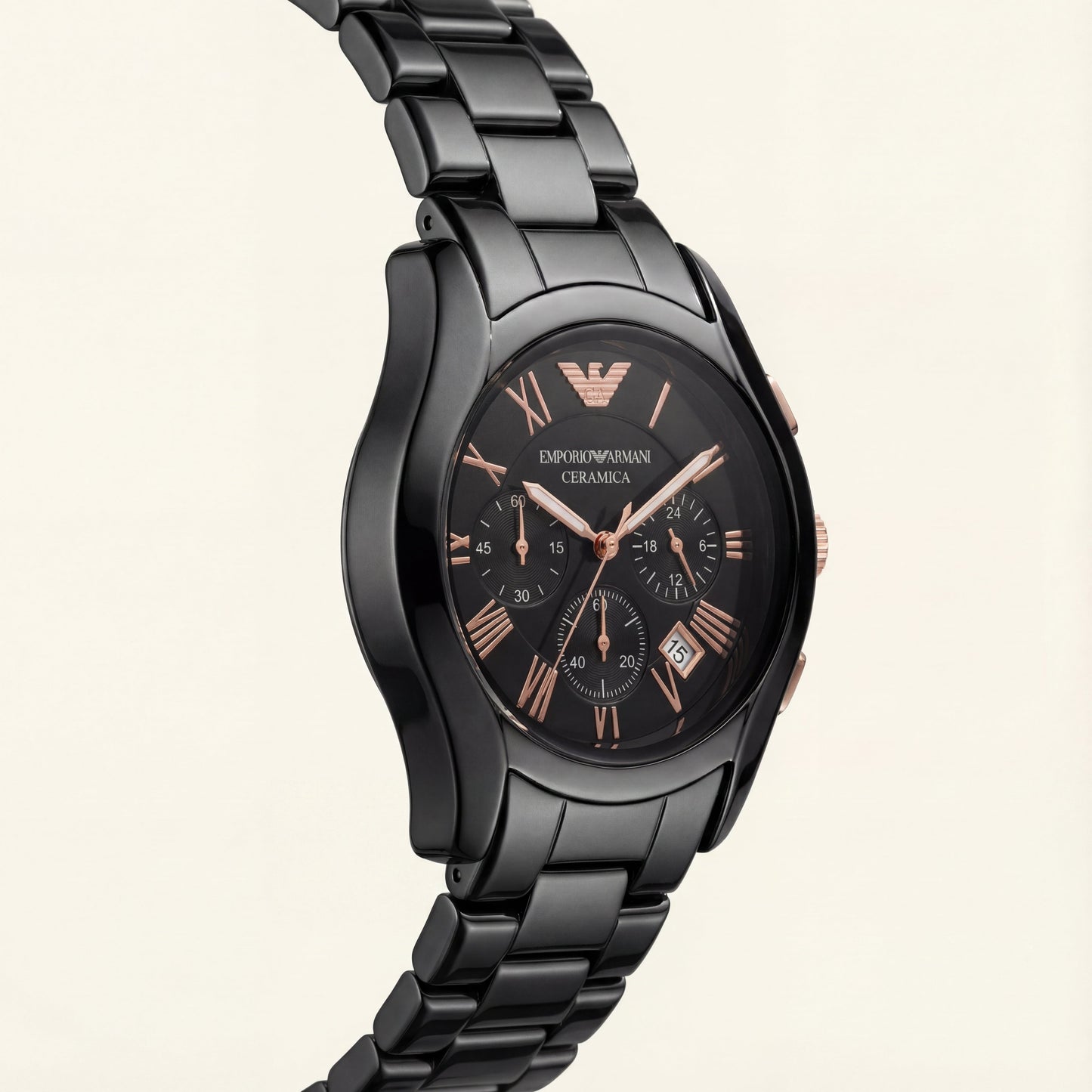 Midnight Black Rose-Gold Chronograph Ceramic Watch