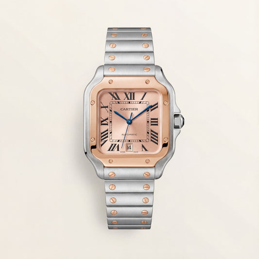 Champagne Gold Square Automatic Roman Dial Steel Watch