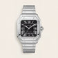 Classic Silver Square Automatic Roman Dial Steel Watch