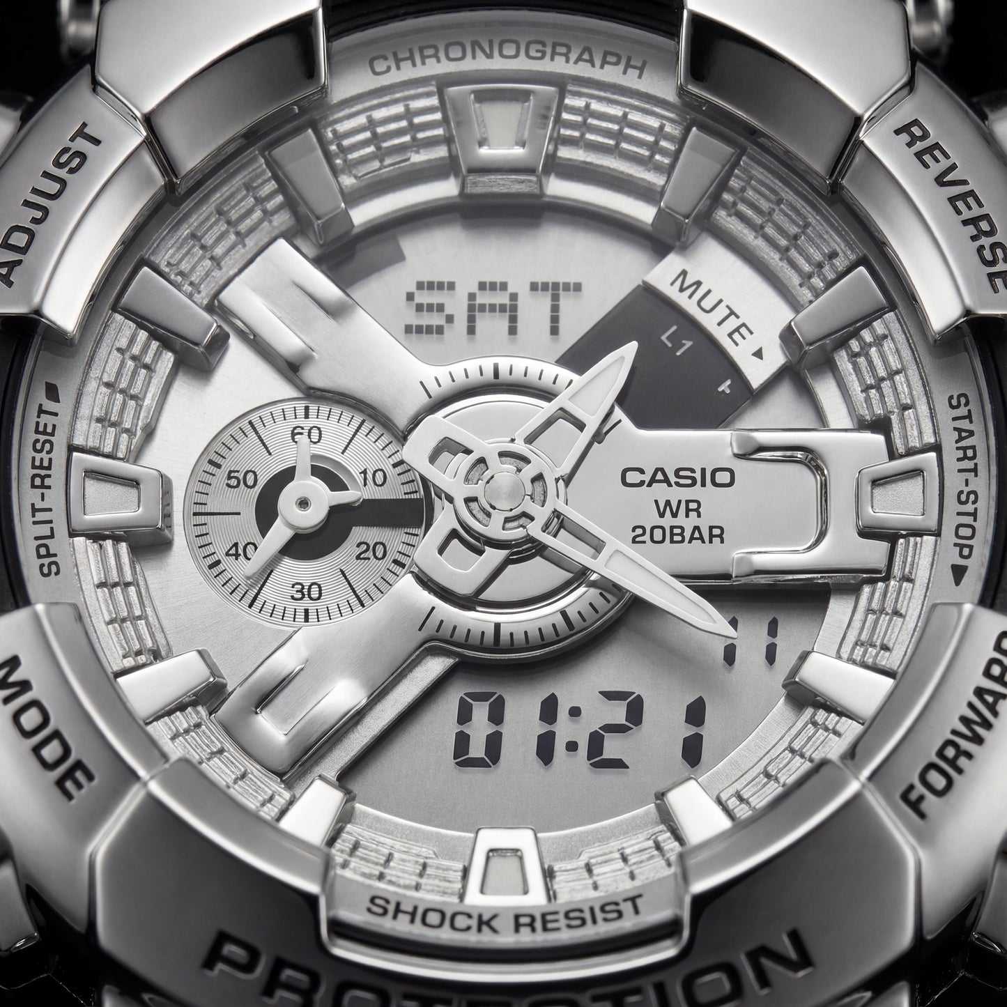 Brushed Steel Heavy-Duty Chronograph Sports Watch