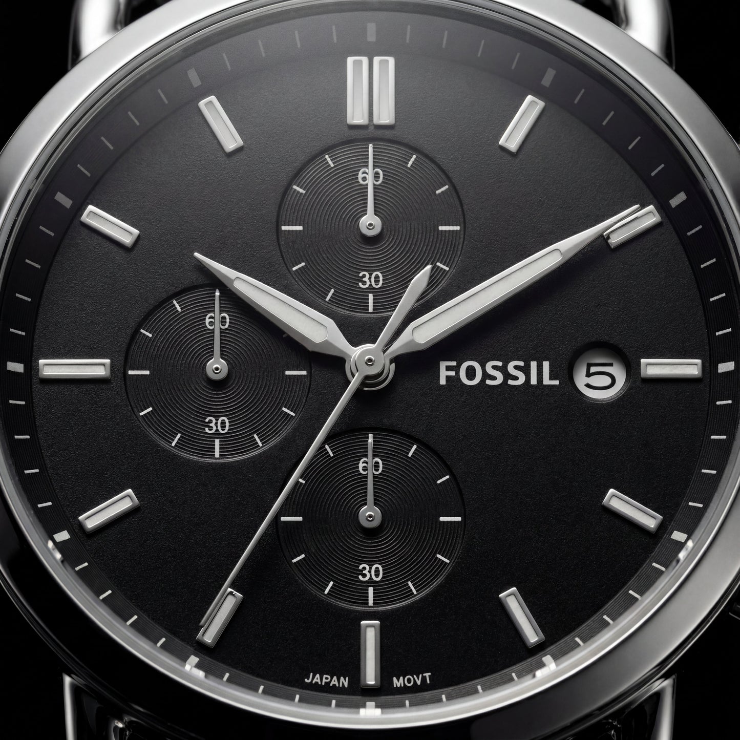 Classic Black Dial Stainless Steel Chronograph Watch