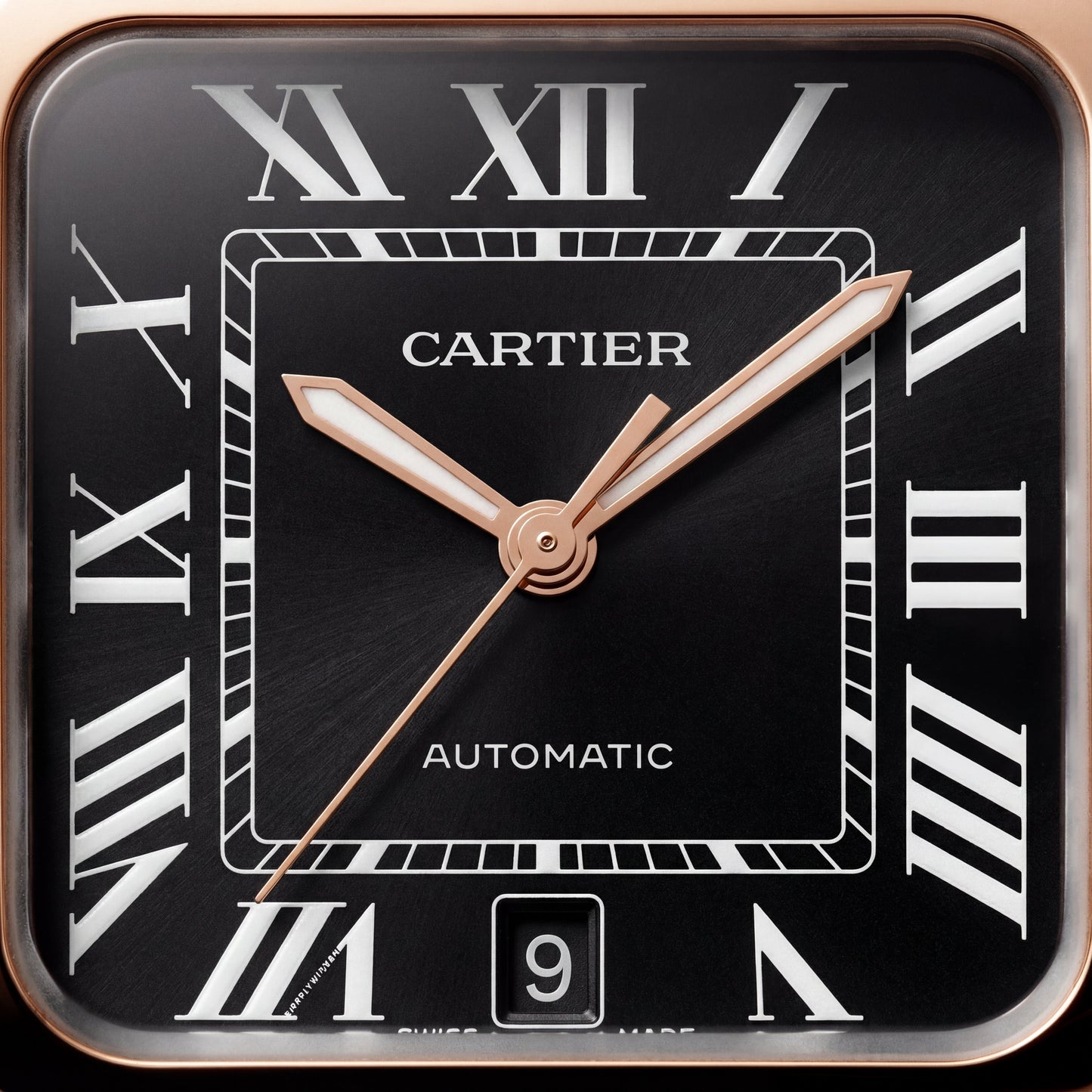 Rose Gold Square Automatic Roman Dial Steel Watch