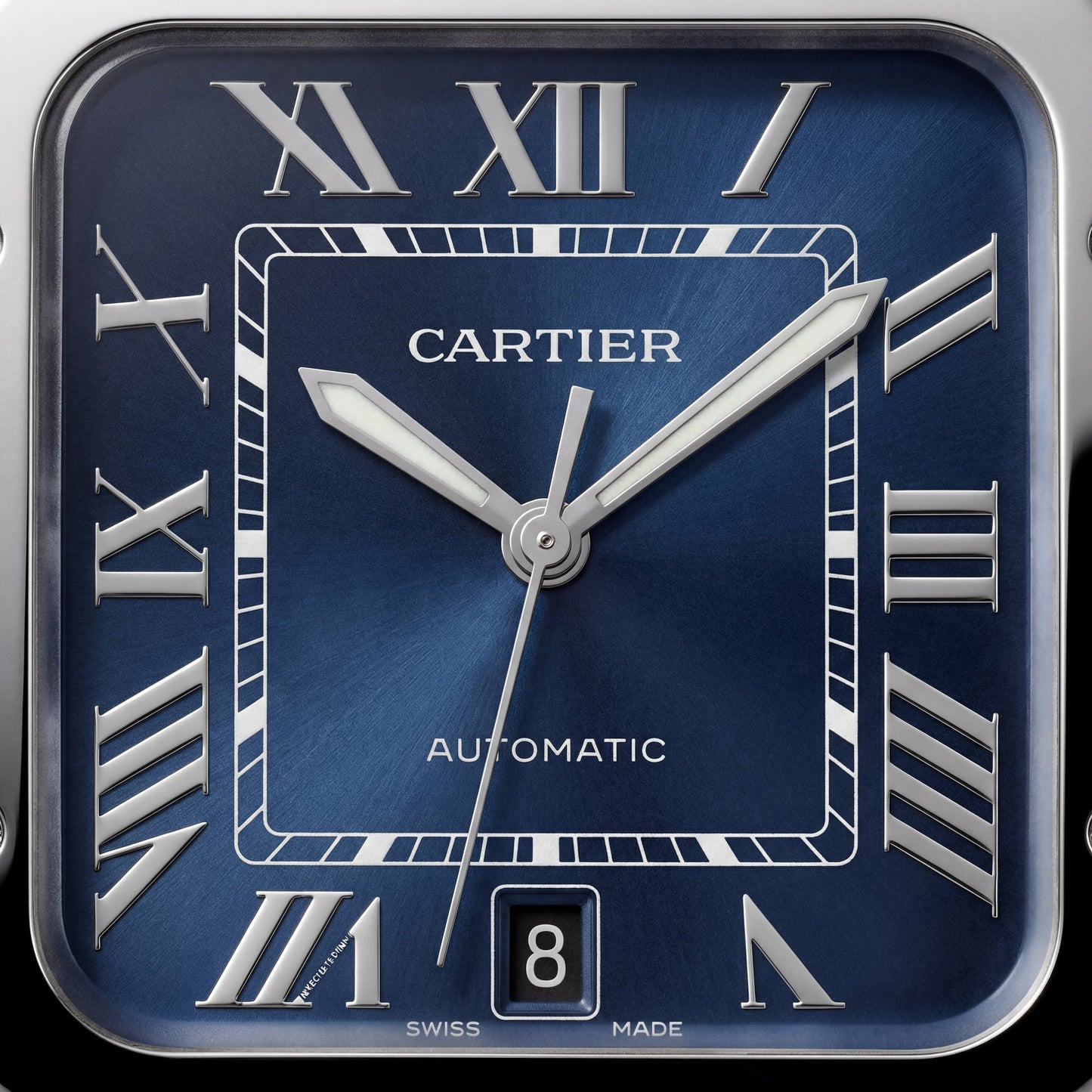 Midnight Blue Square Automatic Roman Dial Steel Watch