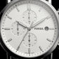 Classic Silver White Dial Stainless Steel Chronograph Watch