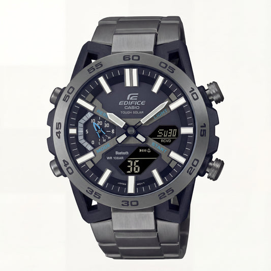 Carbon Black Solar Chrono Digital-Analog Sports Watch
