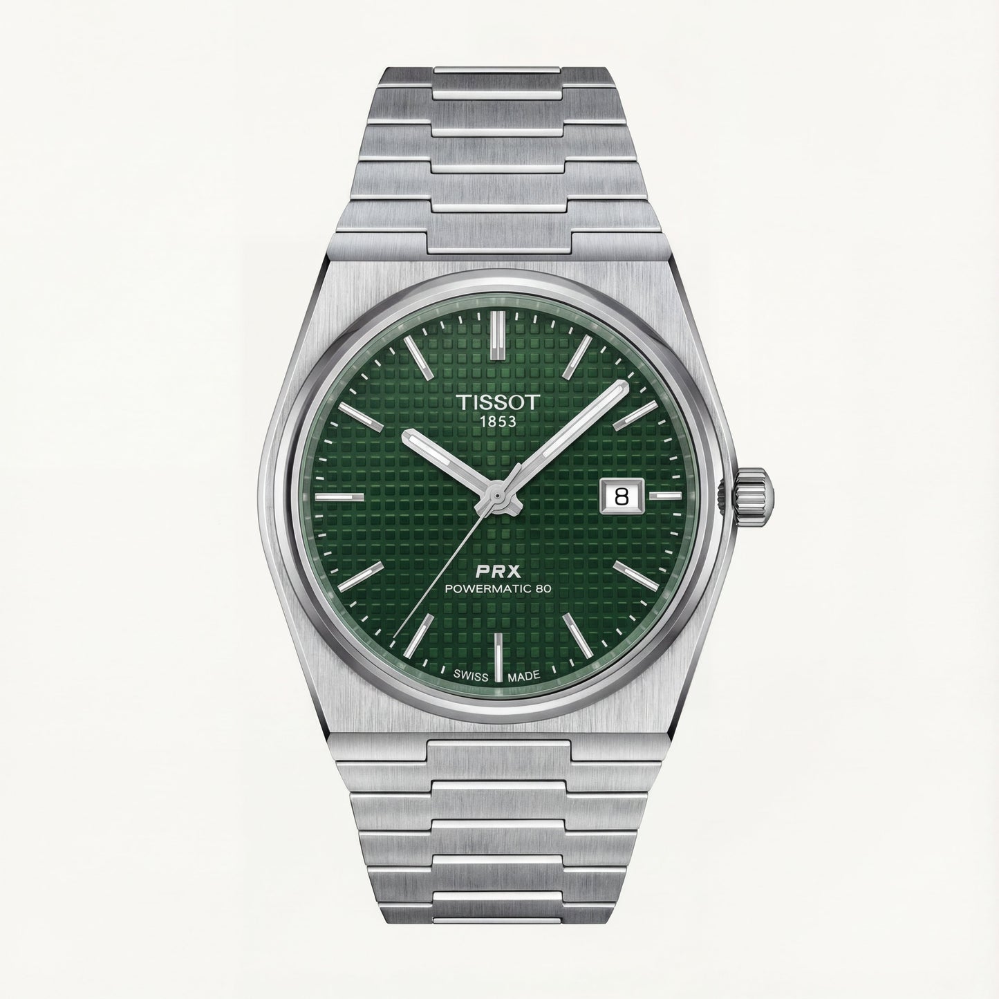 Centrix Emerald Green Waffle Dial Silver Watch