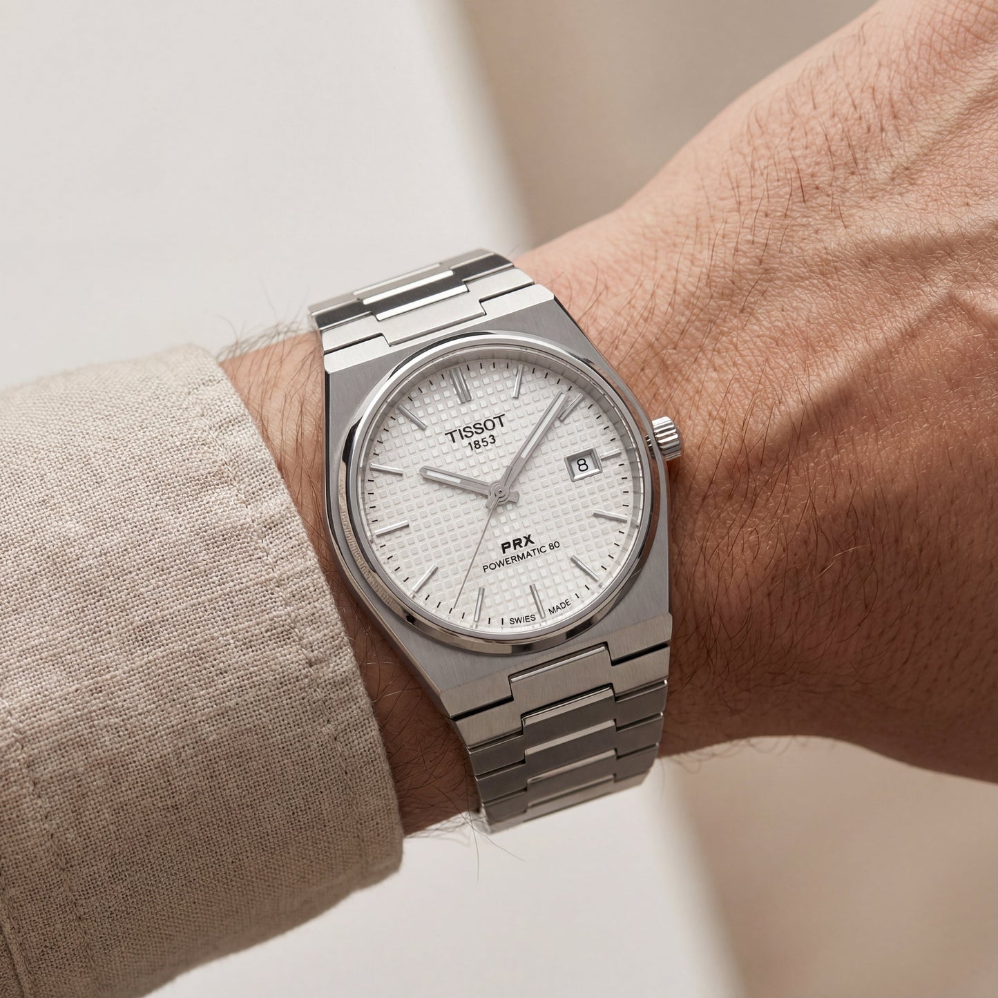 Centrix Silver Waffle Dial Watch