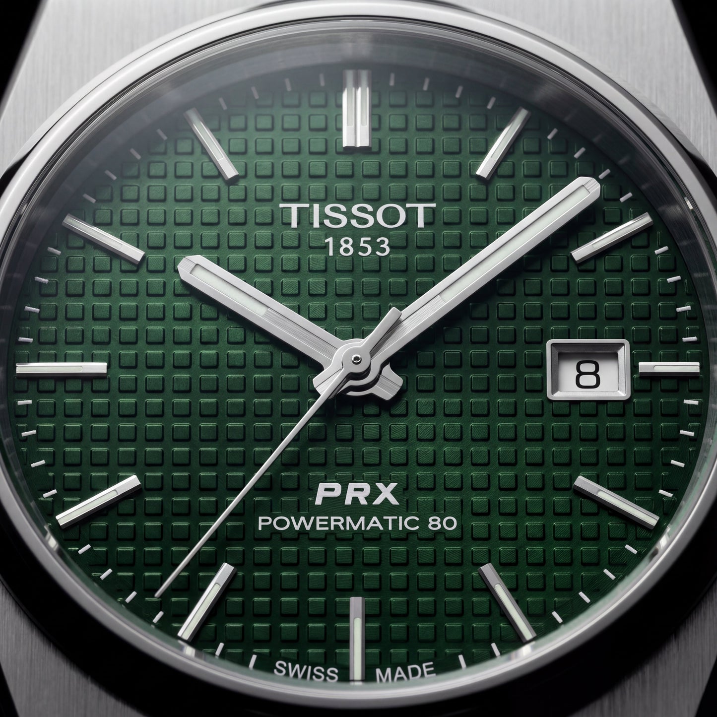 Centrix Emerald Green Waffle Dial Silver Watch