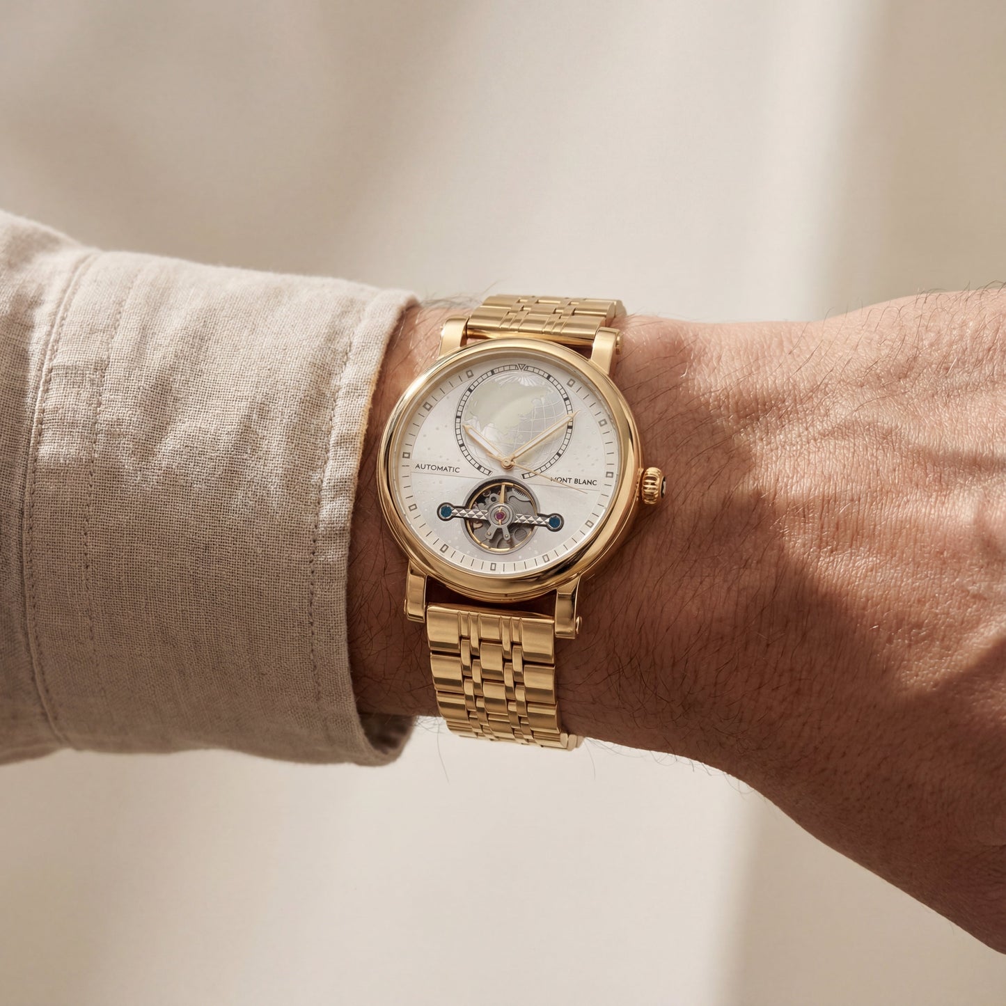 Royal Gold World Dial Open-Heart Automatic Women’s Watch