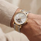 Gold Silver World Dial Open-Heart Automatic Men’s Watch