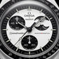Black & Silver Moon Chronograph Men’s Watch with Tachymeter Bezel