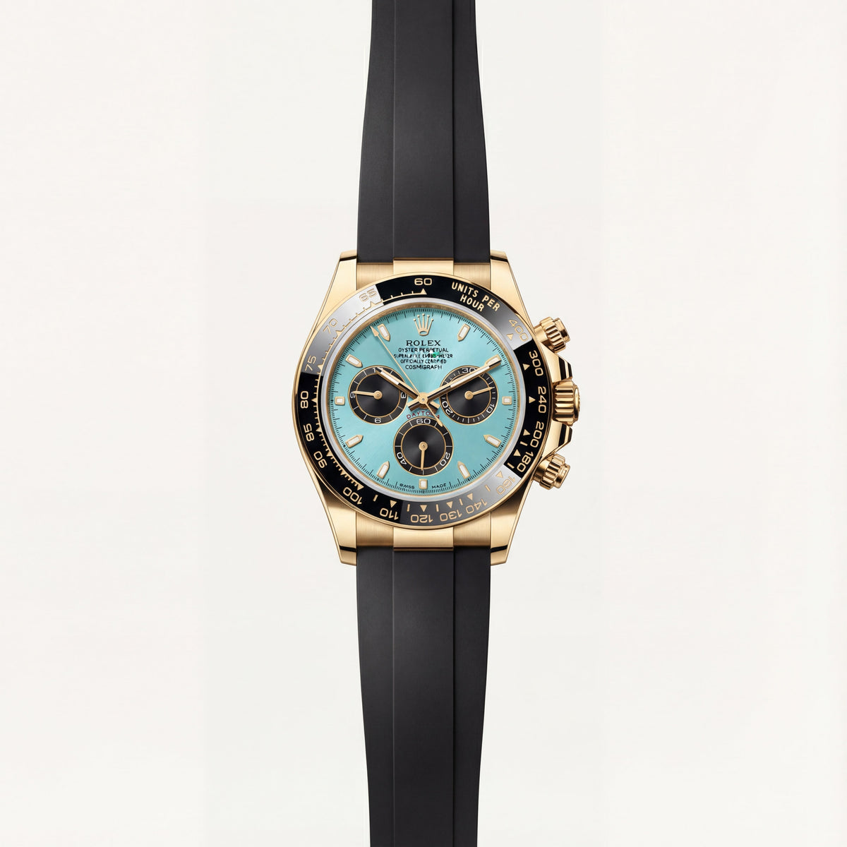 Turquoise Gold Chronograph Rubber Strap Men’s Watch