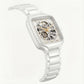 Pure White Square Skeleton Automatic Men’s Watch